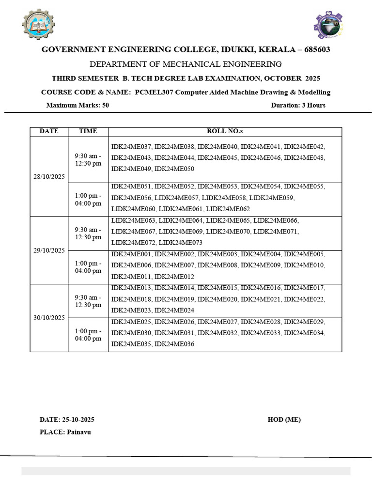 PCMEL307 Computer Aided Machine Drawing & Modelling-1 | PDF
