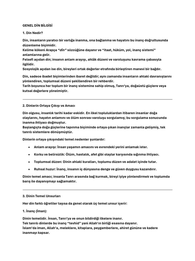Dini Genel Bilgi PDF — free download