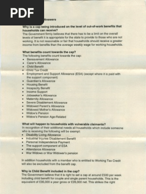 exempt from benefit cap