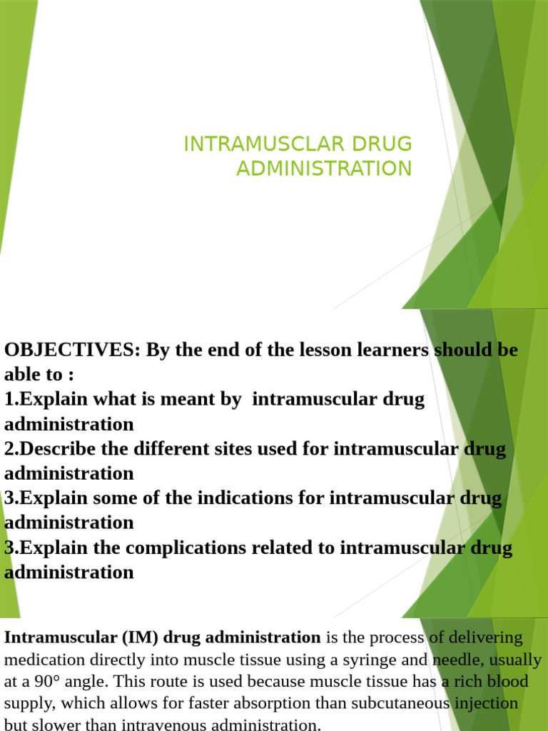 Intramuscular Drug Administration Guide | PDF | Injection (Medicine ...