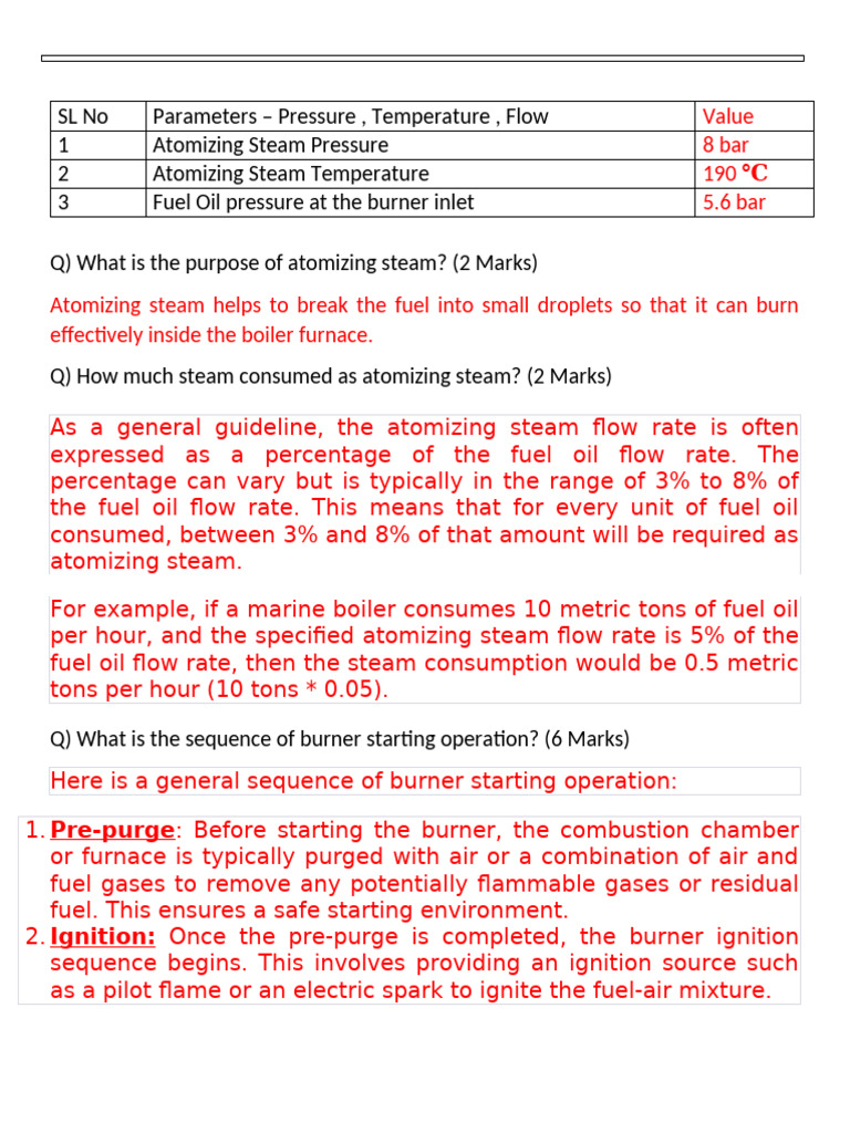 Atomizing Steam and Burner Operation Guide | PDF | Combustion | Boiler