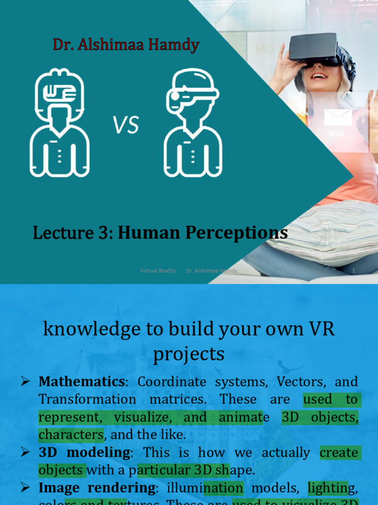 Lecture 3 - Virtual Reality | PDF | Virtual Reality | Perception