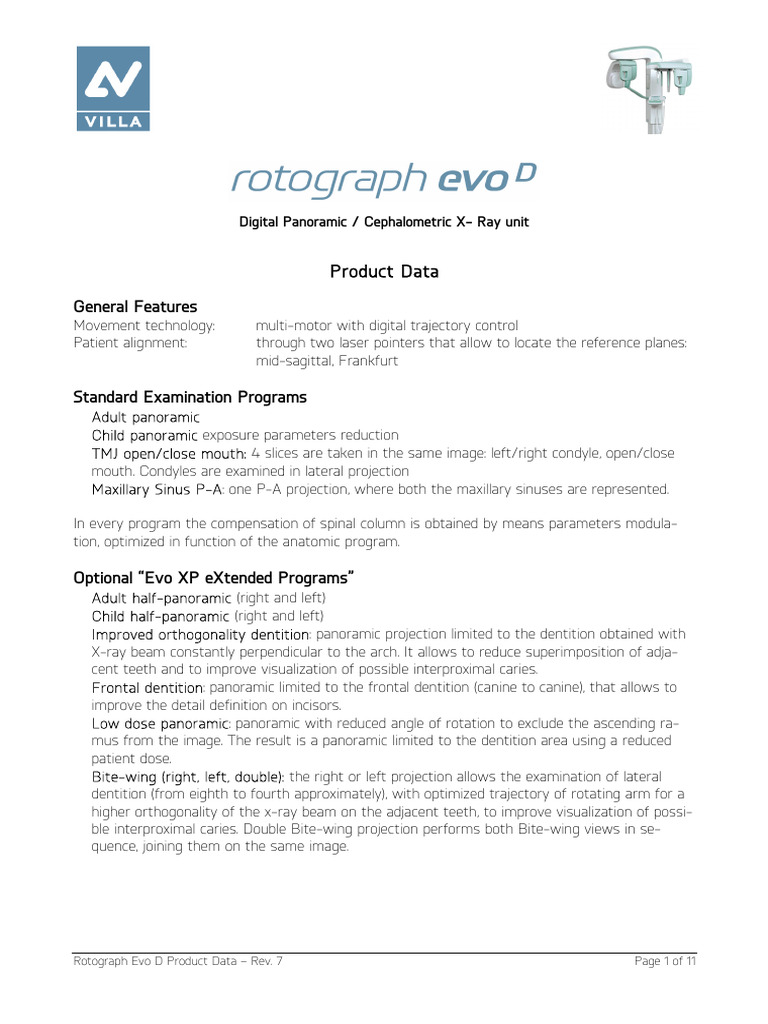 Rotograph Evo D X-Ray Unit Overview | PDF | Anatomical Terms Of ...