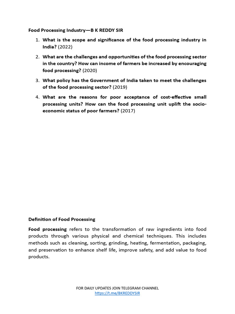 Food Processing Industry in India Insights | PDF | Supply Chain ...