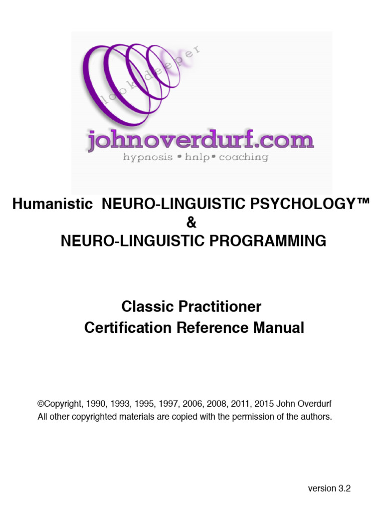 Humanistic NLP Practitioner Manual | PDF | Neuro Linguistic Programming ...