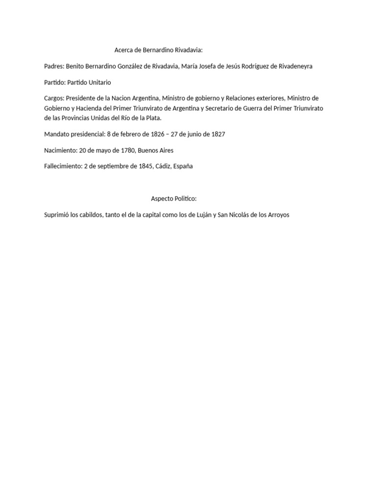 Rivadavia | PDF