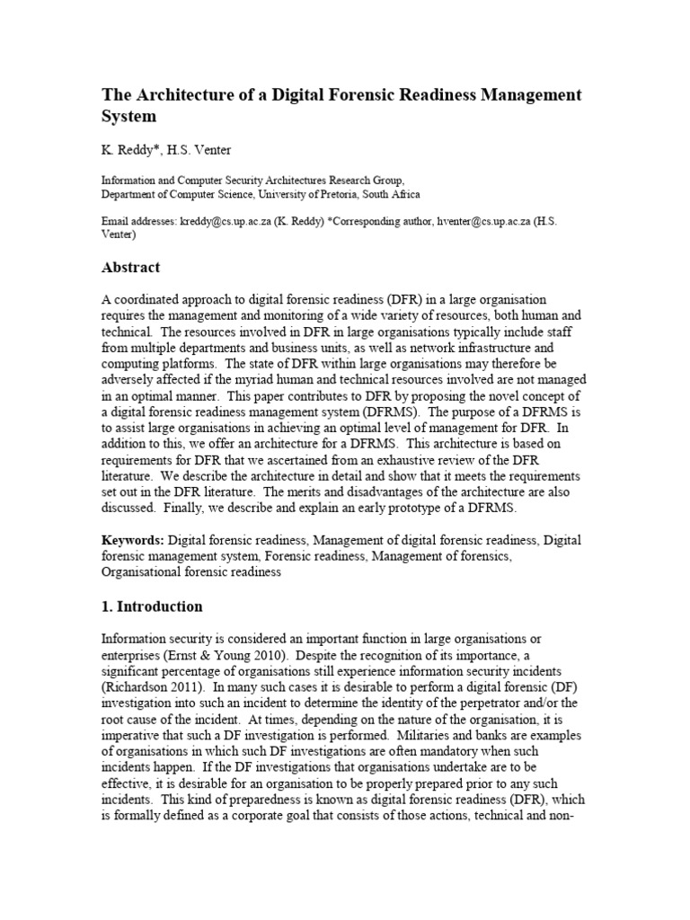 Digital Forensic Readiness Management System | PDF | Databases ...