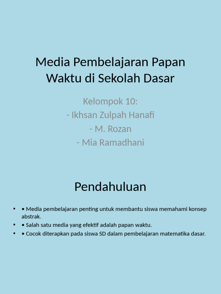 Media Pembelajaran Papan Waktu Kelompok10 | PDF