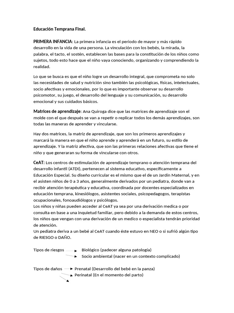 Desarrollo Integral en la Primera Infancia | PDF | Aprendizaje ...