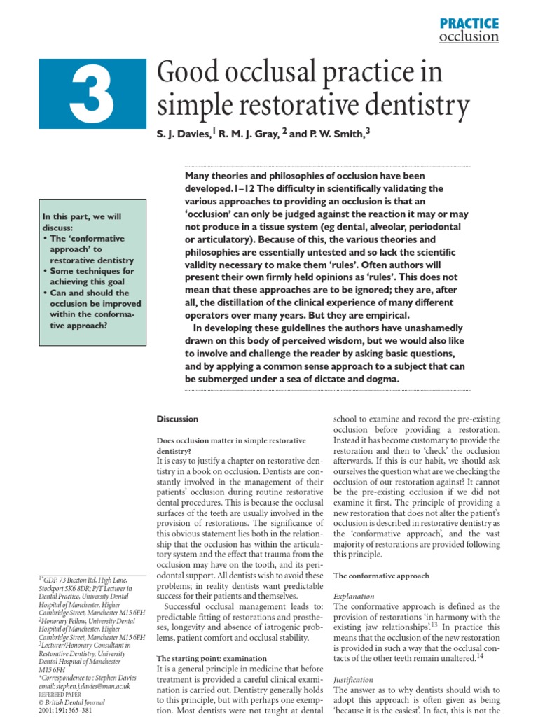 RESTORATIVE DESIGN & PRACTICAL OCCLUSIO… Restorative and Occlusion | PDF | Dentistry | Mouth