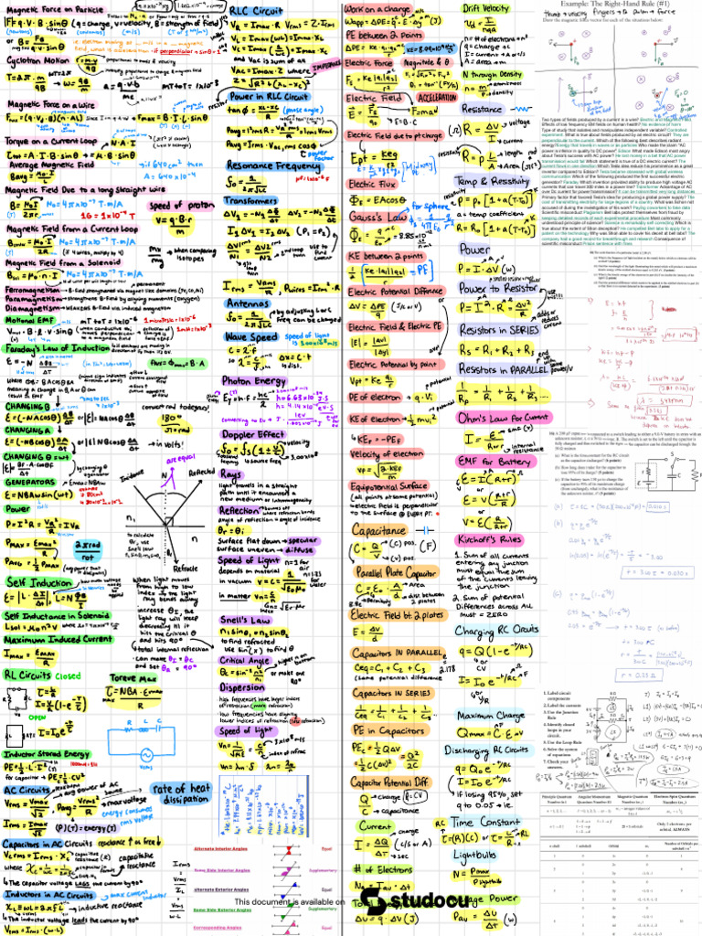 Physics 2 Exam 2 Cheat Sheet | PDF | Alternating Current | Electric Current