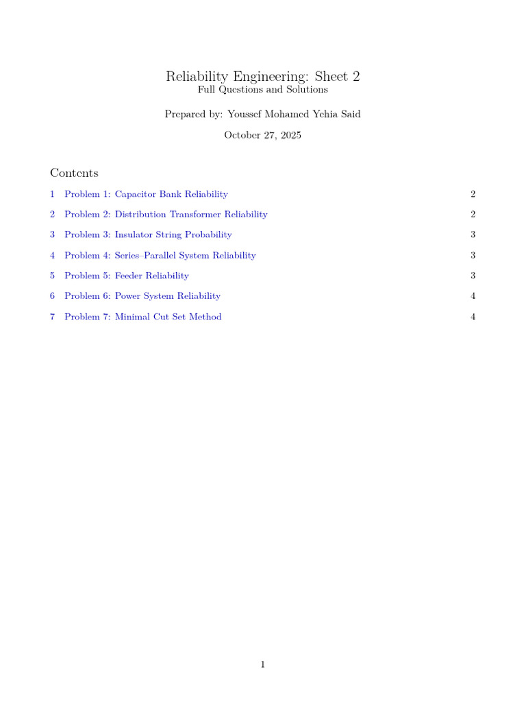 Reliability Engineering Problems & Solutions | PDF | Reliability ...