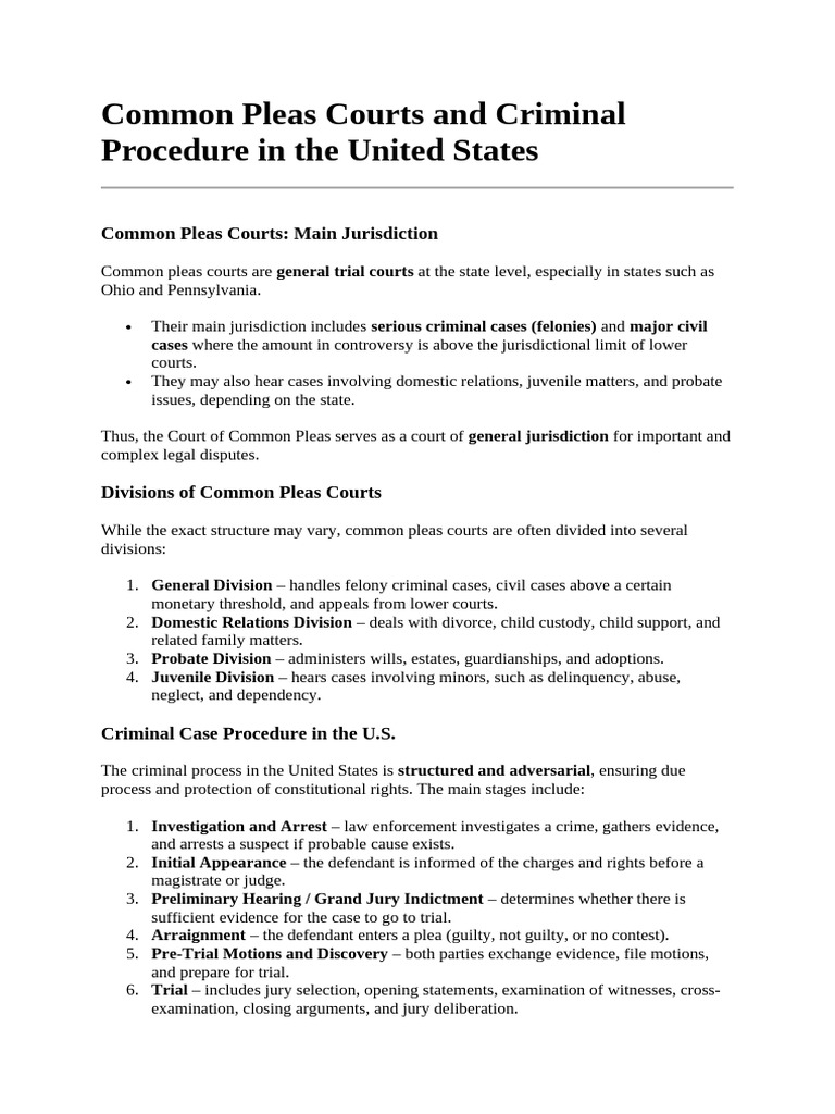 Common Pleas Courts & U.S. Criminal Procedure | PDF | Trials | Prosecutor