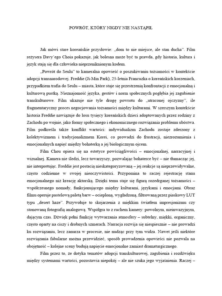 Recenzja Filmu - Powrot Do S Eulu - Julita Kubiak - Popr | PDF