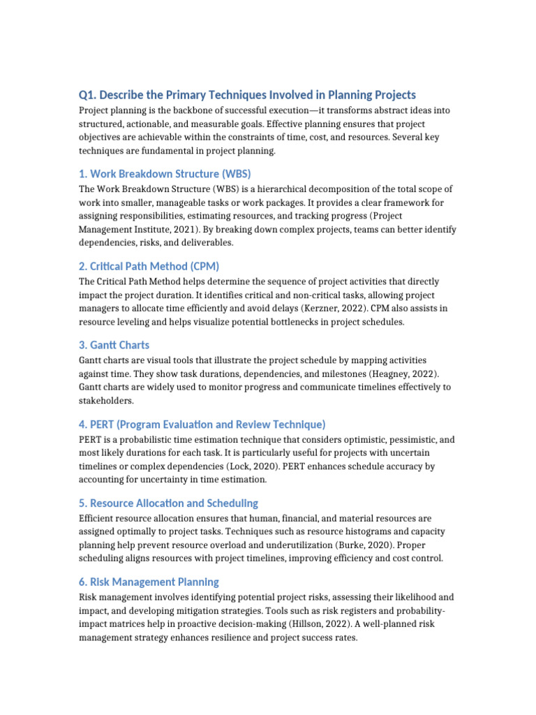 Project Planning Techniques Explained | PDF | Business | Project Management