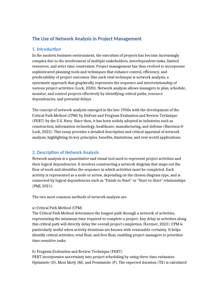 Network Analysis in Project Management | PDF | Project Management