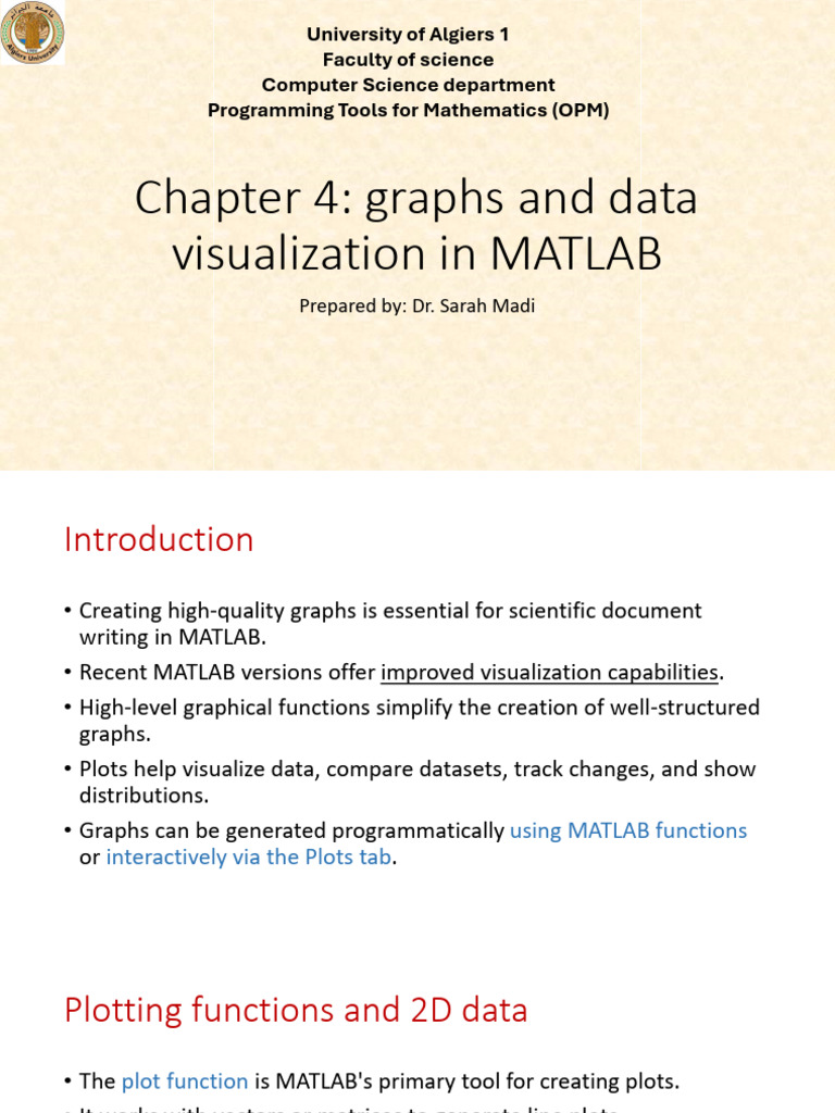 MATLAB Graphs and Data Visualization | PDF | Cartesian Coordinate ...