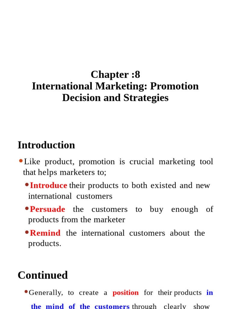 International Marketing Promotion Strategies | PDF | Marketing ...