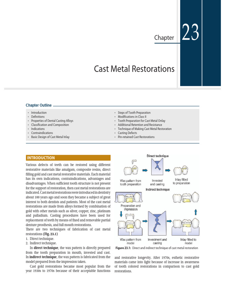 Cast Metal Dental Restorations Guide | PDF | Dental Anatomy | Dentistry ...