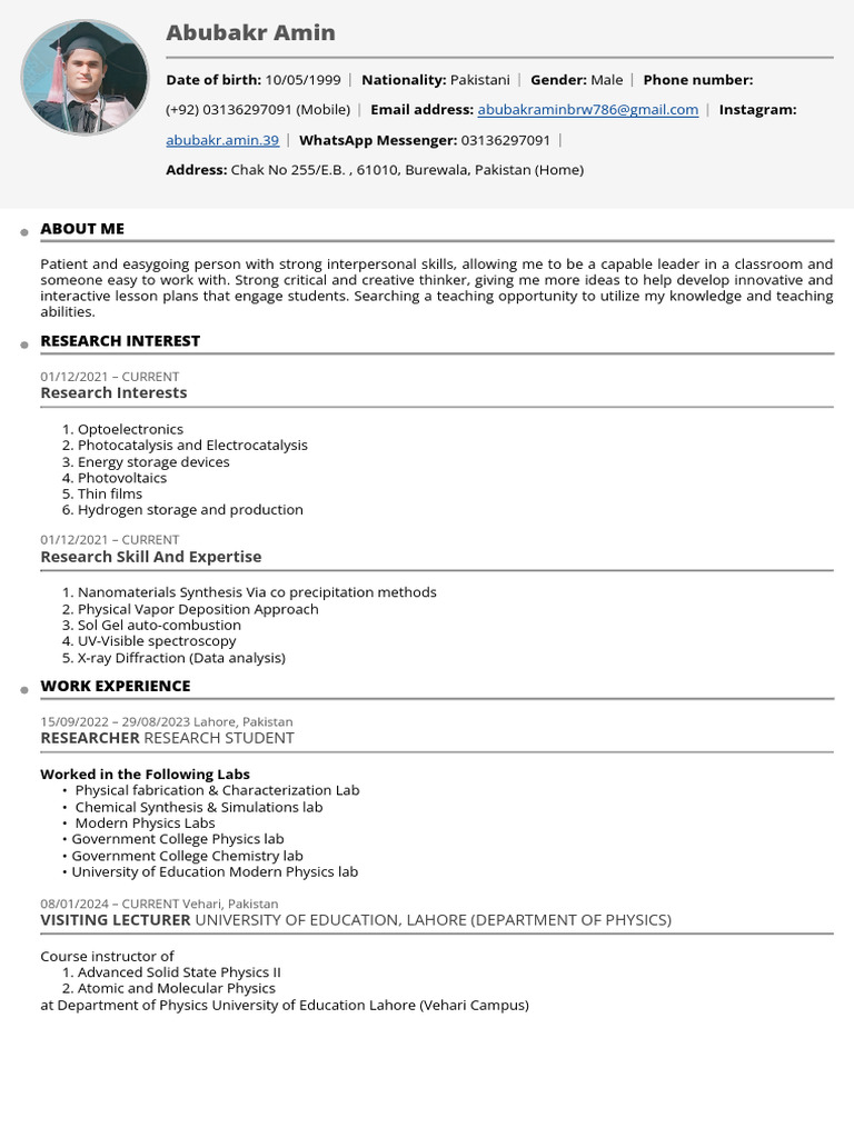 CV For Scholarship Application | PDF | Solid State Chemistry | Physical ...