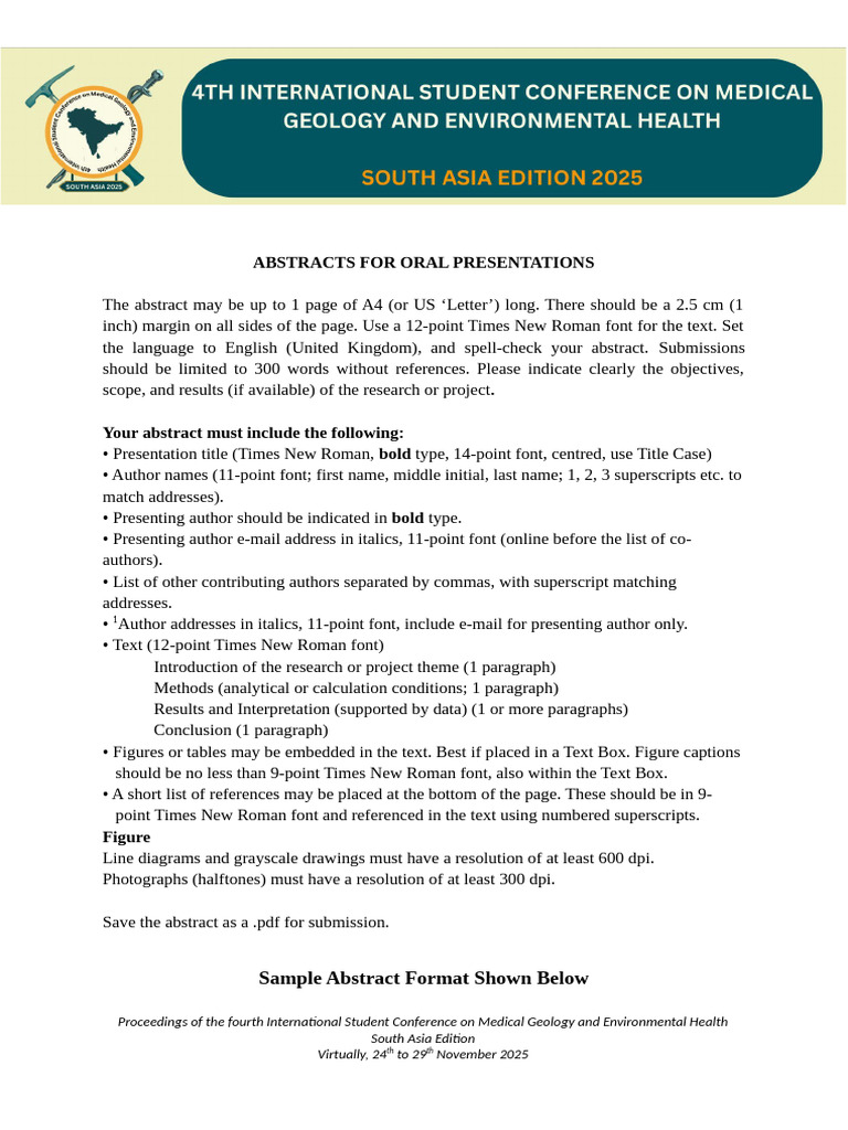Guidelines for Oral Presentation Abstracts | PDF | Times New Roman ...