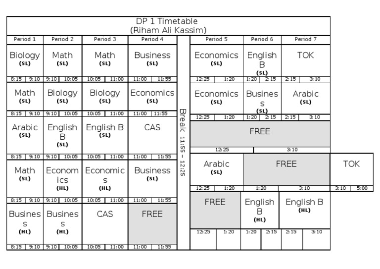 DP 1 Timetable Overview | PDF