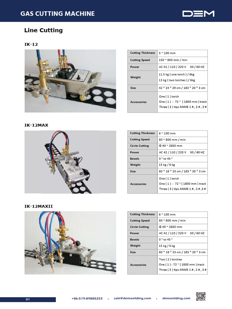Gas Cutting Machine Specifications | PDF