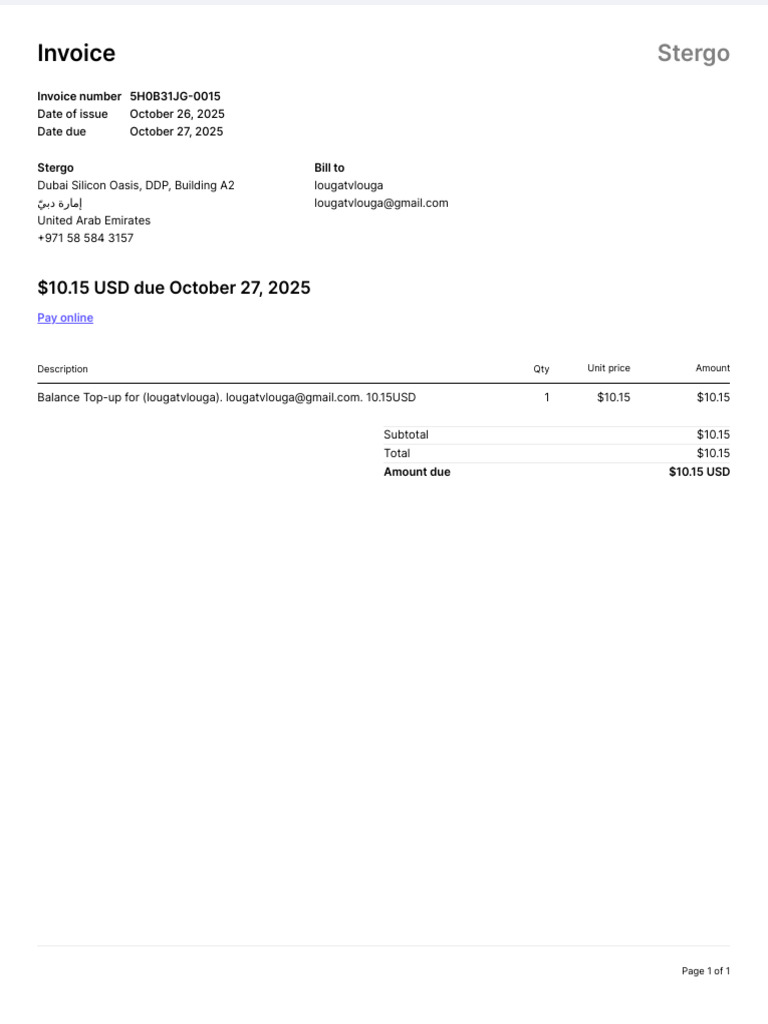 Invoice 5H0B31JG 0015 | PDF
