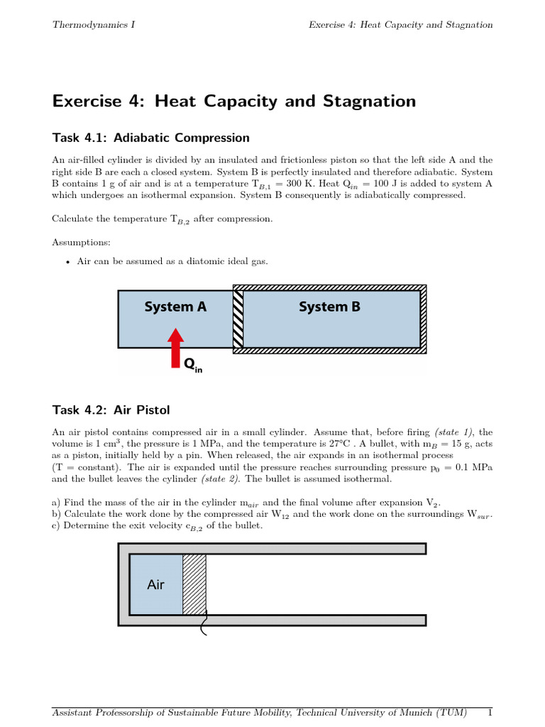 Thermodynamics Exercises: Heat Capacity & Compression | PDF | Gases | Heat