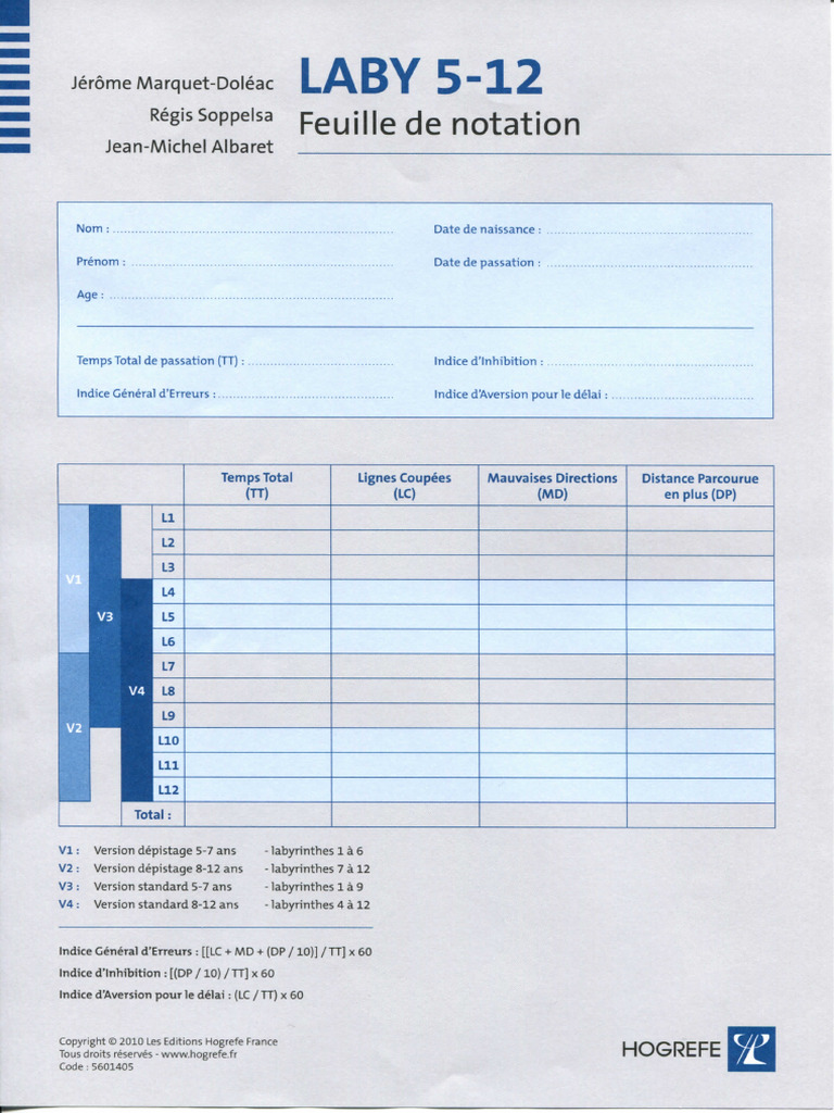 Feuille de Notation LABY 5-12 | PDF