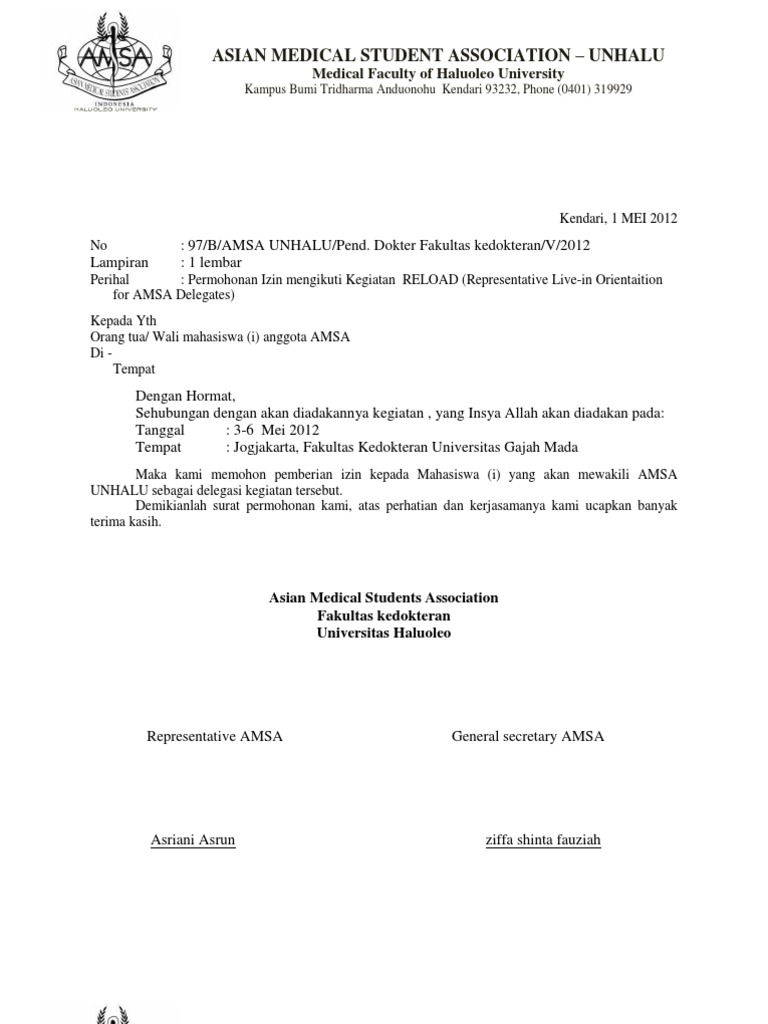 Contoh Surat Izin Orang Tua Untuk Kegiatan Makrab Dapatkan Contoh