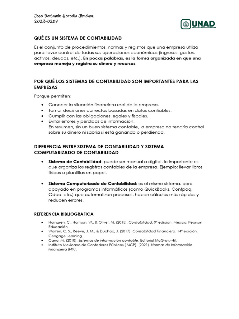 Importancia y Estructura de Sistemas Contables | PDF | Contabilidad ...