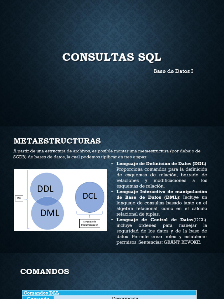 Consultas SQL: DDL, DML y DCL | PDF | SQL | Datos de computadora