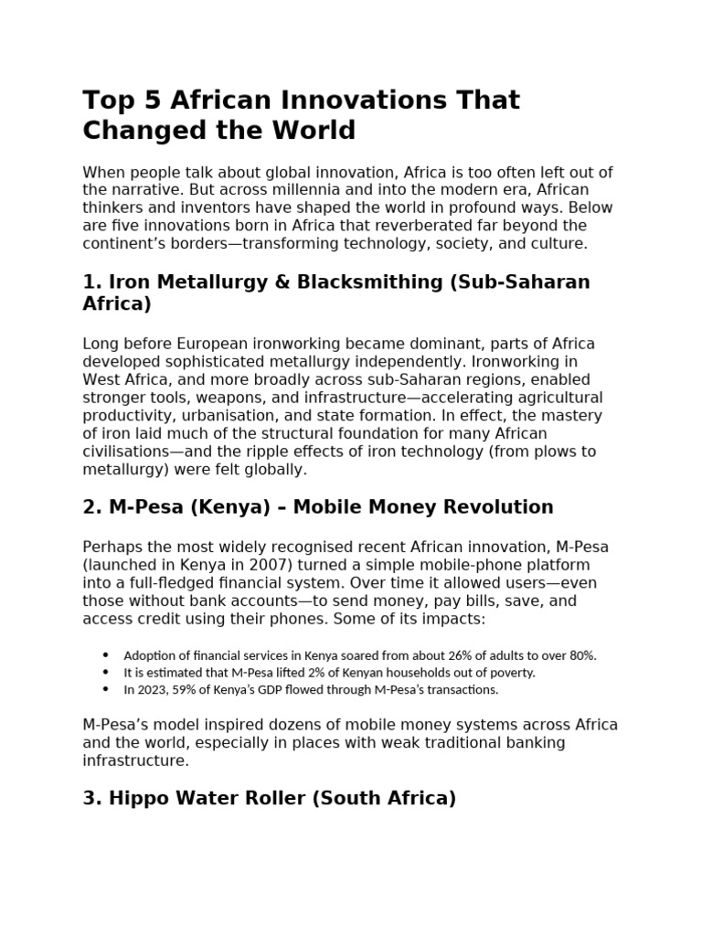 5 Groundbreaking African Innovations | PDF | Africa | Kenya