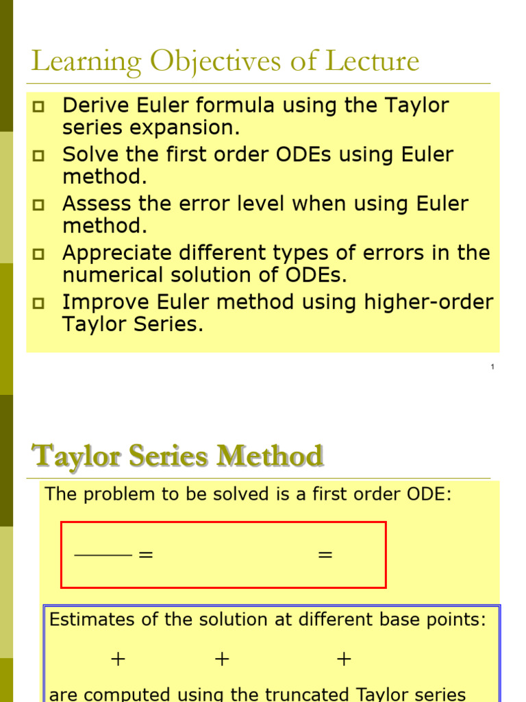 Euler Method for ODEs and Errors | PDF | Applied Mathematics ...