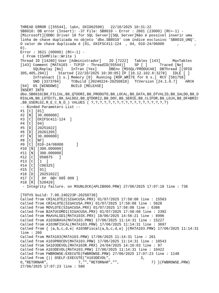 SQL Server Duplicate Key Error Log | PDF | Microsoft Sql Server ...