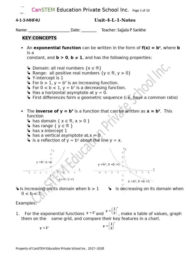 Exponential and Logarithmic Functions Guide | PDF | Ph | Logarithm