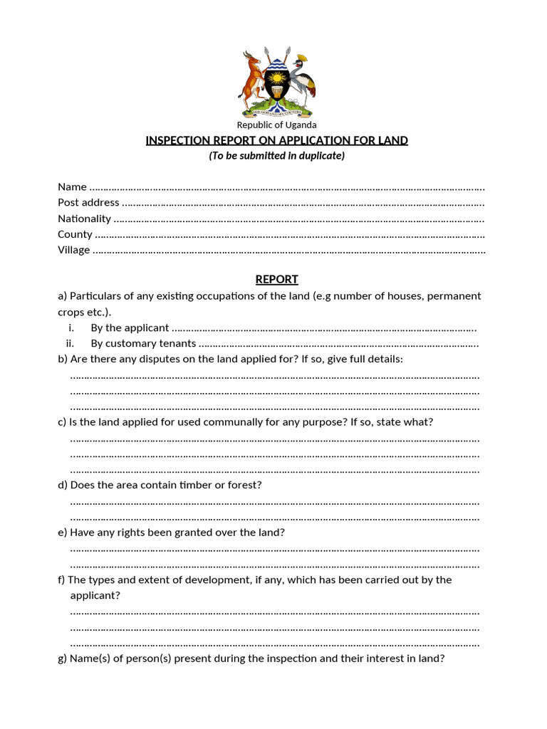 Uganda Land Application Inspection Report | PDF | Chess Theory | Chess