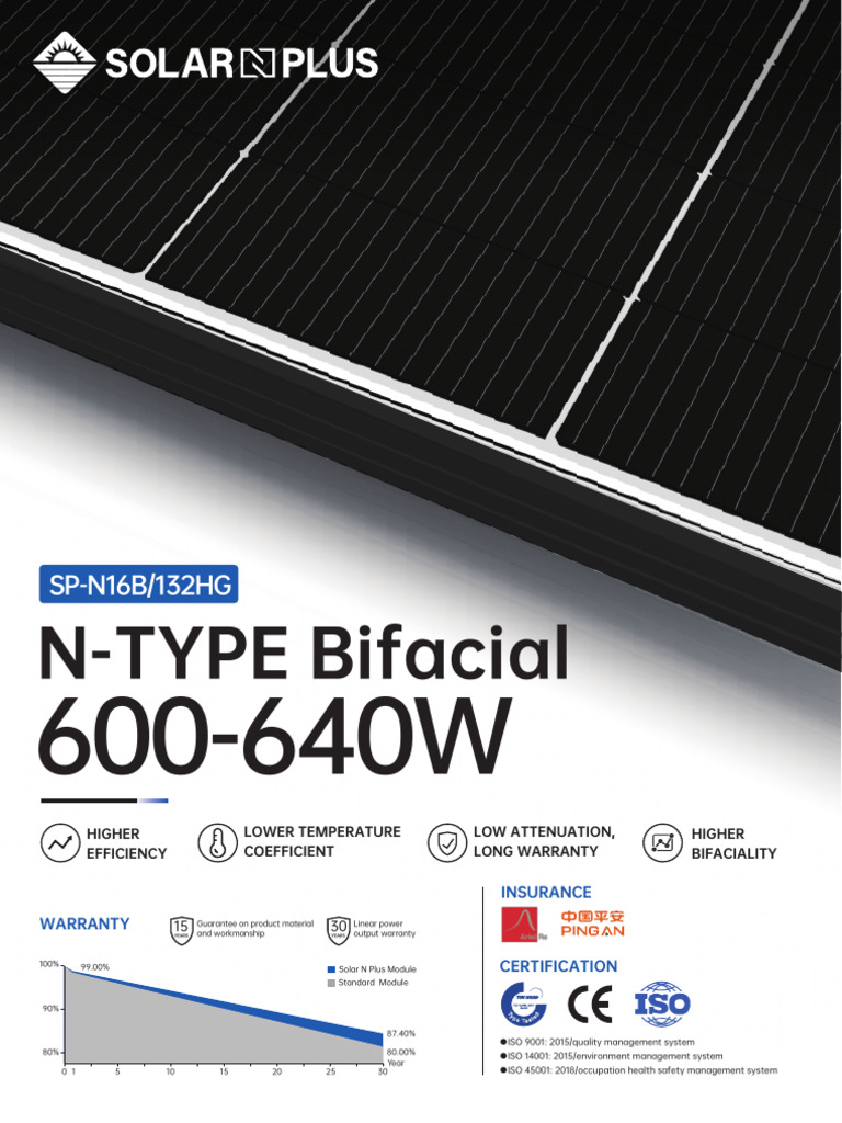 Solar N Plus N-Type Bifacial Module Specs | PDF | Electrical ...