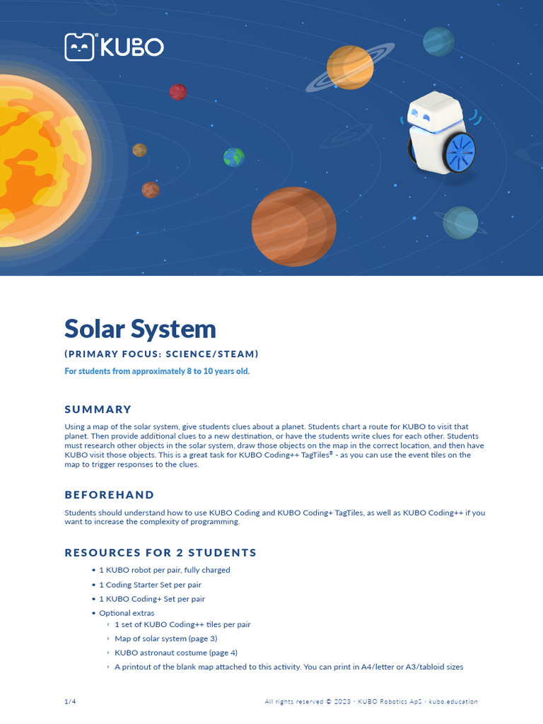 KUBO Solar System Coding Activity | PDF | Planets | Solar System