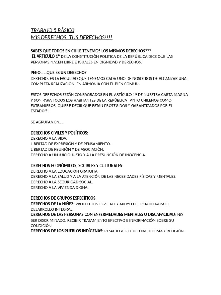 Derechos Humanos en Chile: Igualdad y Libertad | PDF