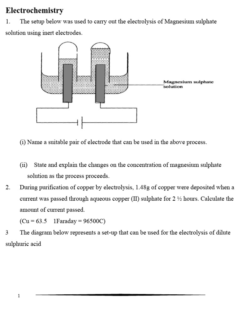 Electrolysis and Electrode Reactions Guide | PDF | Redox | Electrochemistry