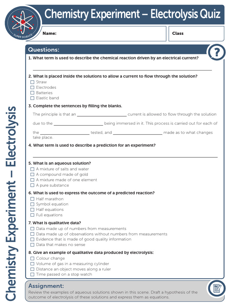 Chemistry Experiment+-+Electrolysis+Teacher+Notes+3 | PDF | Chemistry ...