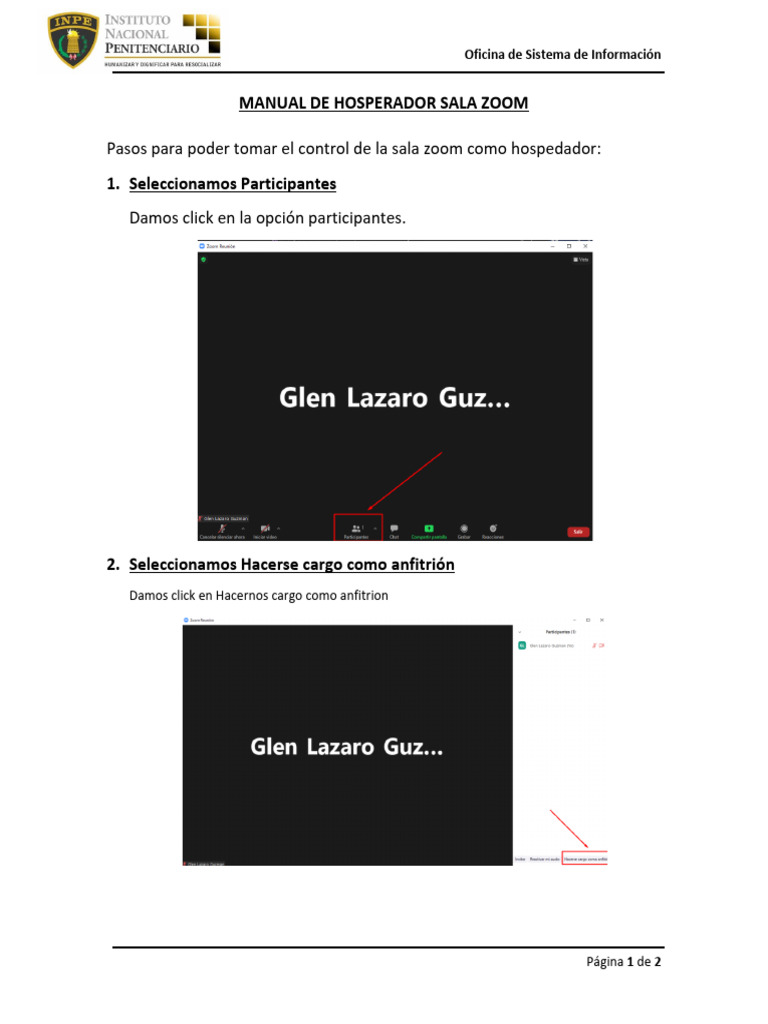 Manual Hosperador de Sala Zoom | PDF