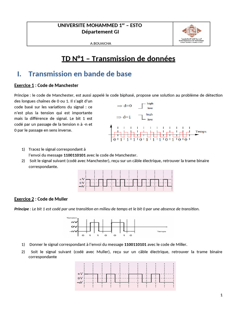 Transmission de données : Codes et Débits | PDF | Débit binaire ...