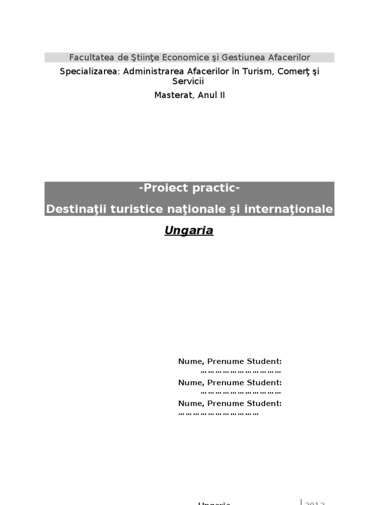 Proiect - Destinatii Turistice | PDF