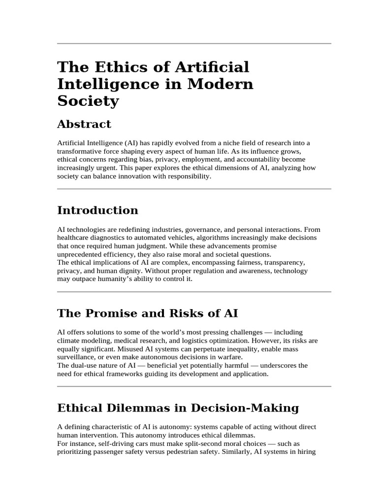 Ethics of AI in Modern Society | PDF | Artificial Intelligence ...