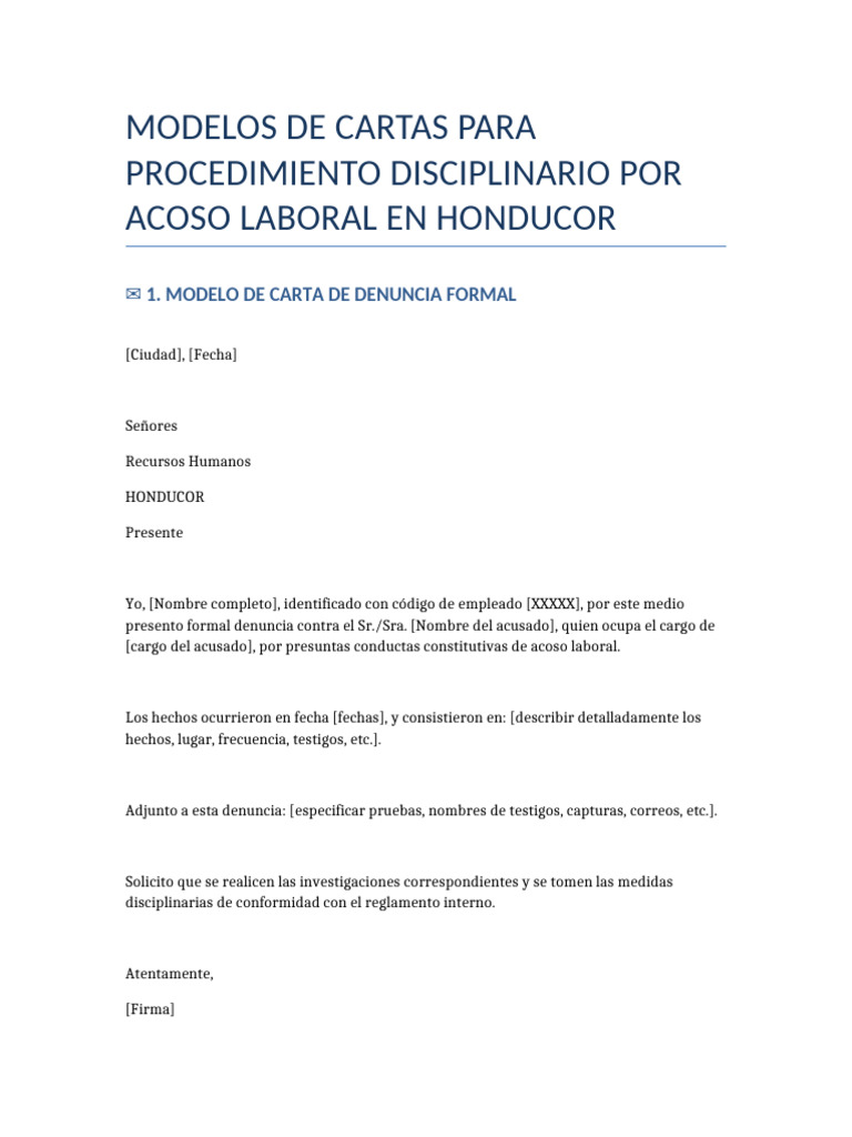 Carta de Denuncia por Acoso Laboral | PDF | Gestión de recursos humanos