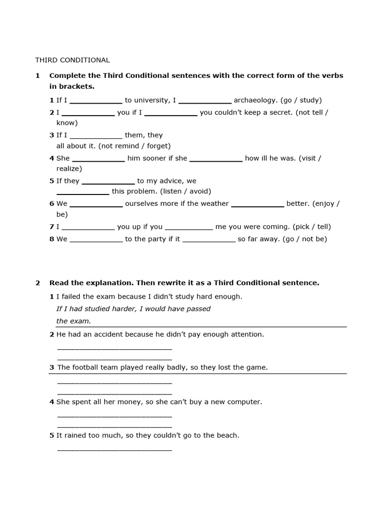 Third Conditional Exercises and Examples | PDF