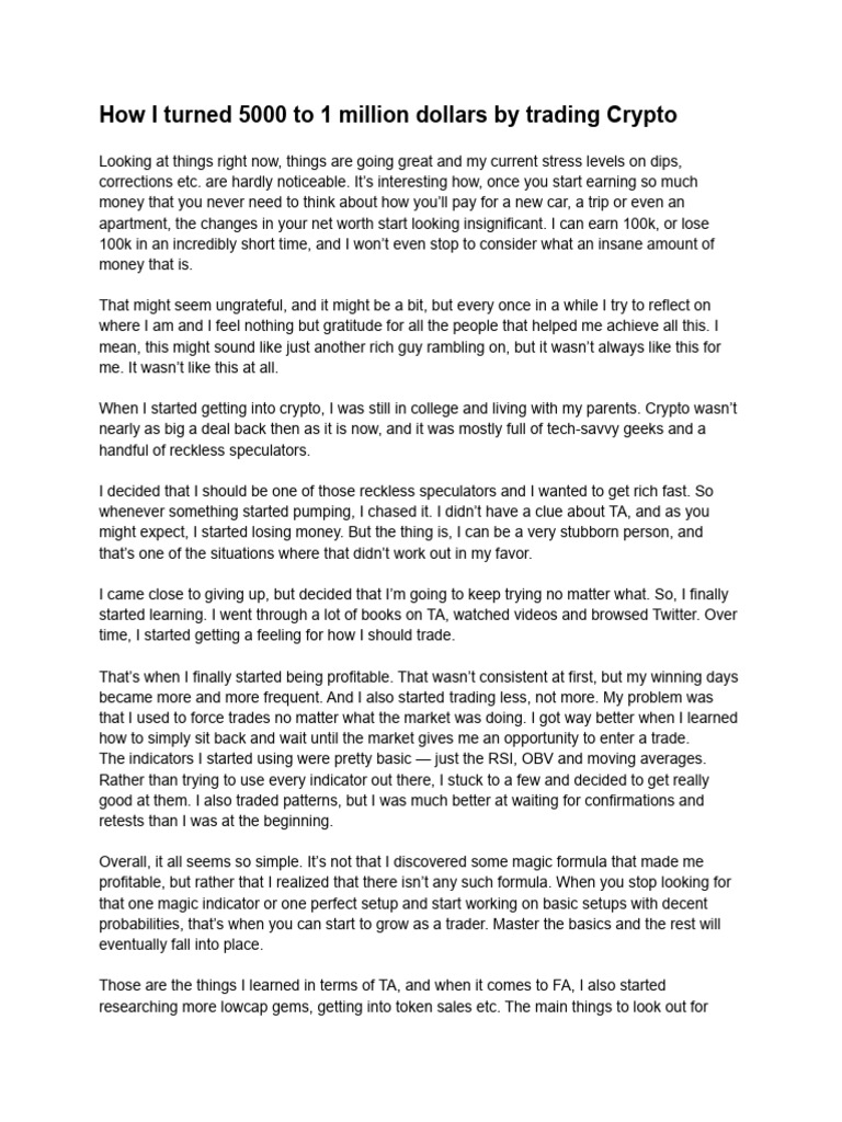 How I Turned 5000 To 1 Million Dollars by Trading Crypto | PDF